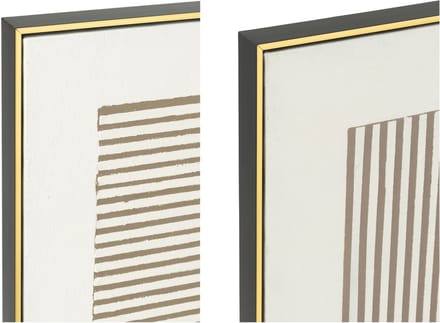J-Line wanddecoratie Lame - canvas - ecru/taupe - 2 stuks