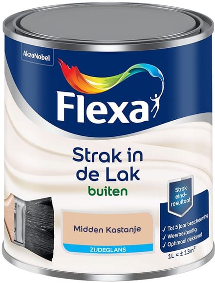 Flexa - Strak In De Lak Buitenlak Zijdeglans - Midden Kastanje - Mengverf - 1 L
