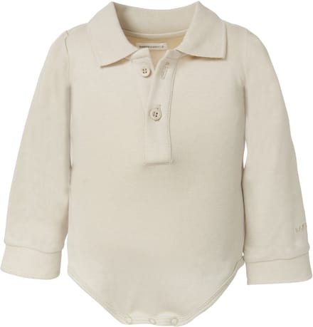Bamboom Long Sleeve Polo Romper - 6 Mnd - Sand