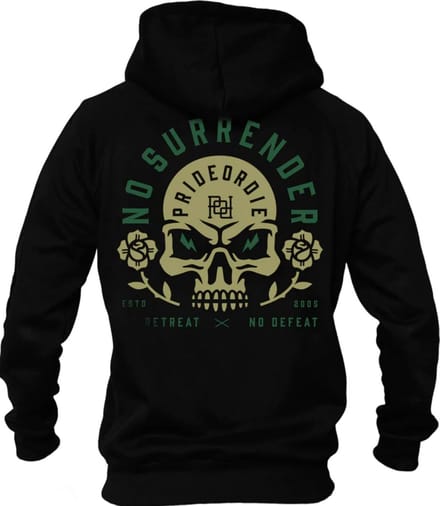 PRIDE or DIE Hoodie Vest NO SURRENDER Zwart - M