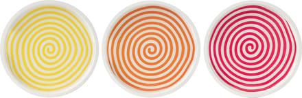 J-Line plateau Rond - hout - roze/oranje/geel - 3 stuks