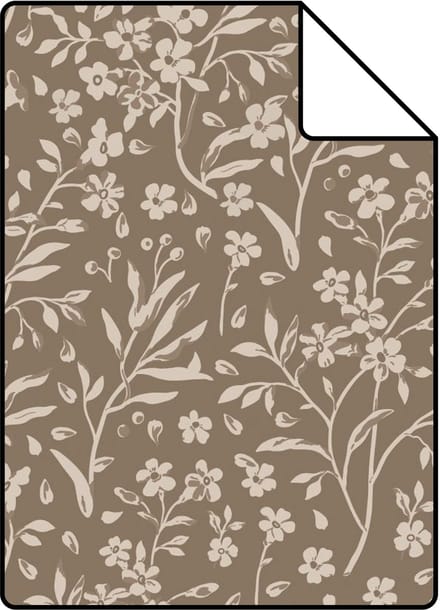 Proefstaal ESTAhome behang bloemetjes taupe - 26.5 x 21 cm - 139882-S