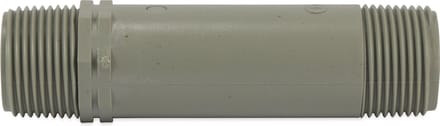 Pijpnippel PVC 1/2" buitendraad 10bar grijs 150 mm
