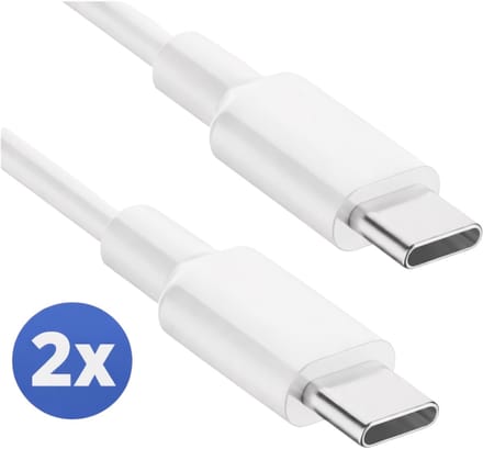 Evy24 USB-C naar USB-C Kabel 2 Meter - 2 Stuks - 60W Power Delivery Snellaadkabel - USB C Oplaadkabel voor iPhone 15/16, Samsung, iPad, MacBook - Wit