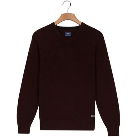 Baileys Trui V-Neck Cotton Allover Fine Texture Two-Tone Deep Mauve / male
