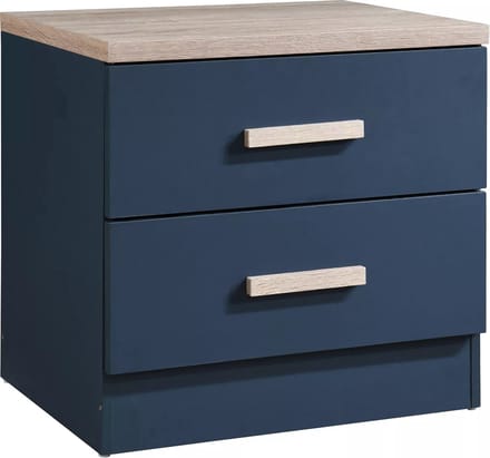 Vente-unique Nachtkastje met 2 lades - Blauw en houteffect - SKAIDO