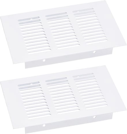 Set van 2 Aluminium Ventilatieopening Afdekkingen Rechthoekig Wit