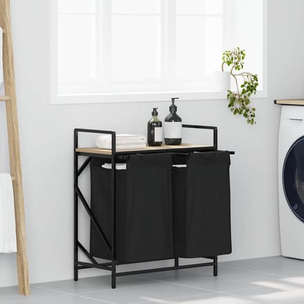 vidaXL - Wasmand - 2 - vakken - met - plank - sonoma - eikenkleurig