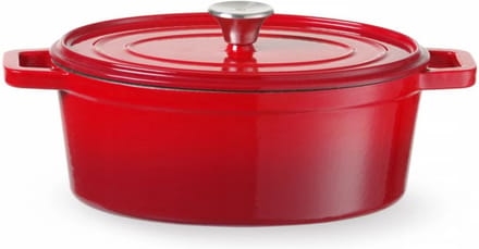 HENDI Geëmailleerde gietijzeren braadpan – 4,4L – rood – 365x290x115 mm
