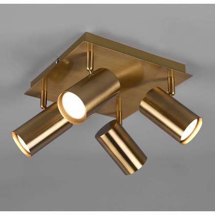 Trio Lighting Marley plafondspot, antiek messing, 4-lamps