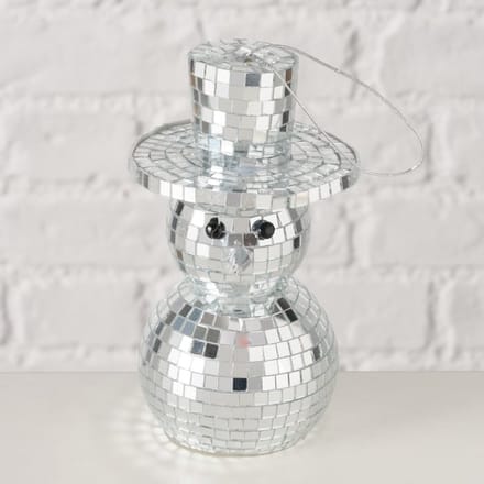 Boltze - Hanger - Kersthanger - Sneeuwpop - Disco - Spiegel - 14x8cm