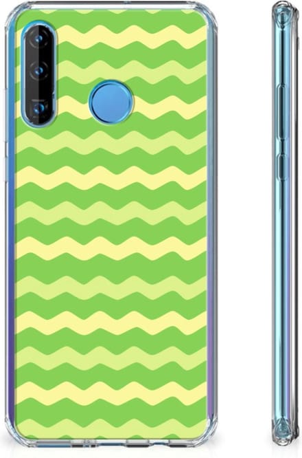 Huawei P30 Lite Doorzichtige Silicone Hoesje Waves Green