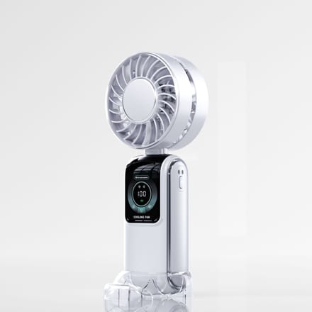 Handventilator - Mini Ventilator USB-C Oplaadbaar - 3600 mAh - Digitaal Display - 5 Snelheden - Krachtige Draagbare Ventilator - Wit