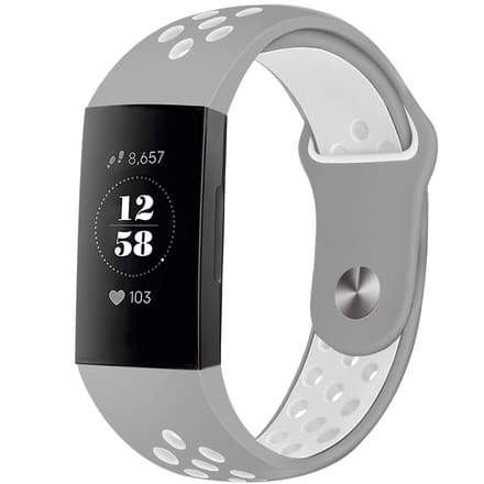 imoshion Siliconen sport bandje voor de Fitbit Charge 3 / 4 - Grey & White