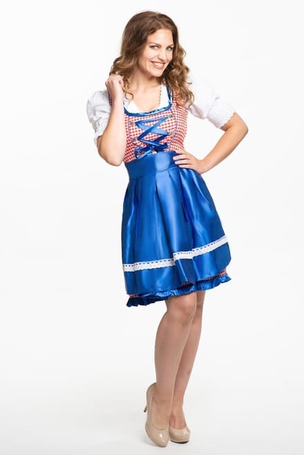 Tannhauser Dirndl Dames Jill Oktoberfest Dames Carnavalskleding Dames Carnaval Kostuum Dames -Polyester -Blauw/rood - Mt Xxl