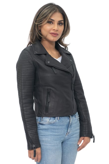 Dames leer mat vintage Brando bikerjack-Taipei