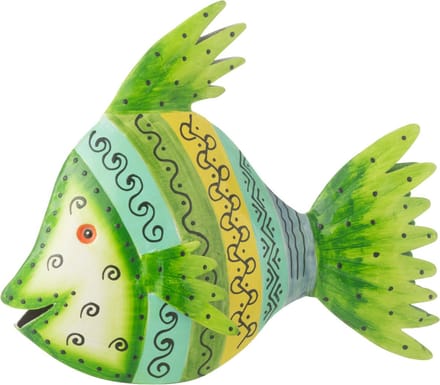 J-Line decoratie Vis - ijzer - azuur/groen - small
