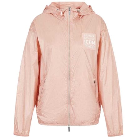 Armani Exchange Damesjack met logo en doorlopende ritssluiting (Roze)
