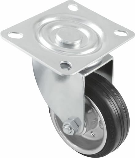 AMIG zwenkwiel/transportwiel - D100mm - rubber - 90kg draagvermogen - rollager