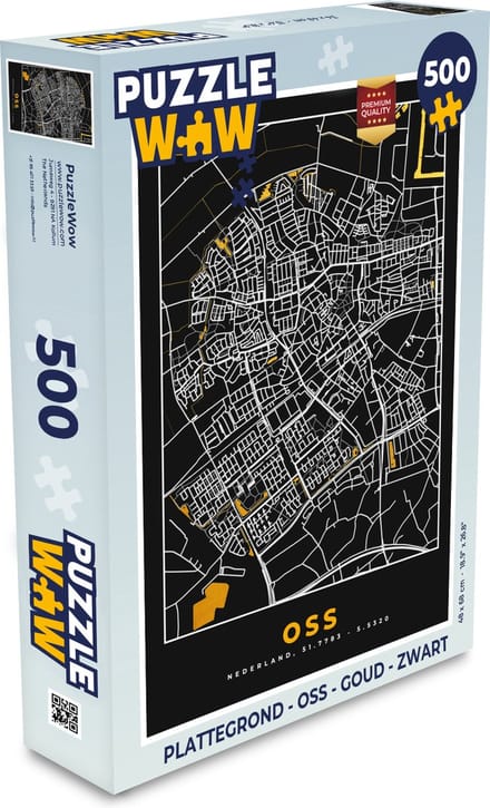 Puzzel Plattegrond - Oss - Goud - Zwart - Legpuzzel - Puzzel 500 stukjes - Stadskaart