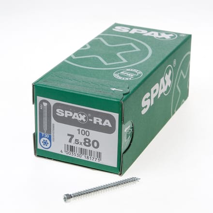 Spax - Kozijnschroeven - Torx 30 Cilinderkop - 7,5 x 80mm - Voldraad - WIROX (100 stuks)