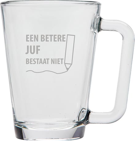 Gegraveerde theeglas 26cl een betere juf bestaat niet