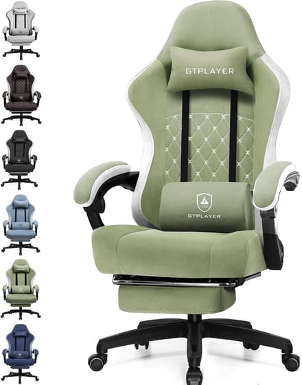 GTPLAYER - Gamingstoel Ergonomisch - Met Veerzitkussen en Voetensteun - Groen