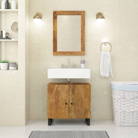 vidaXL - Wastafelkast - 62x33x58 - cm - massief - mangohout - en - bewerkt - hout