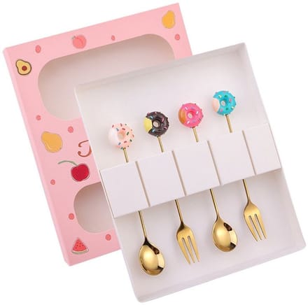 Cadeau set gebak Bestek 4-delig - Donuts