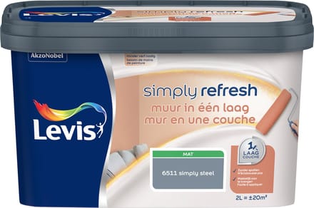 Levis - Simply Refresh Muur In Een Laag - Simply Steel - 2 L
