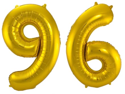 Folieballon 96 jaar - Goud - 86 cm