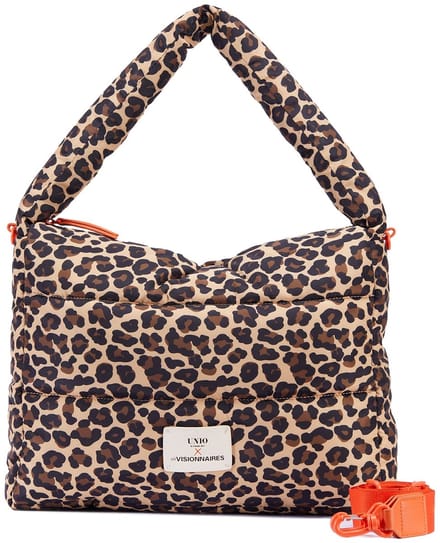 Unio Hamburg x Les Visionnaires schoudertas Leo Unio Hobo Leo Print Lichtbruin