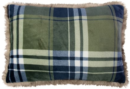 Kussen faux fur ruit groen 40x60 cm