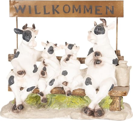 Clayre & Eef Beeld 40x17x33 cm Wit Bruin Kunststof Willkommen Woonaccessoires beeld decoratie Decoratieve Accessoires