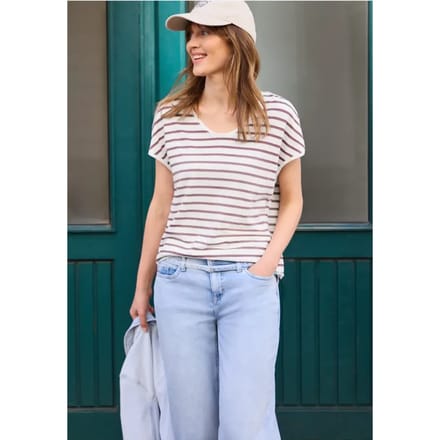 Shirt met losse schouders en strepen