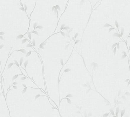 FIJNE BLAADJES BEHANG | Linnenlook - Wit Grijs - A.S. Création Pure Elegance