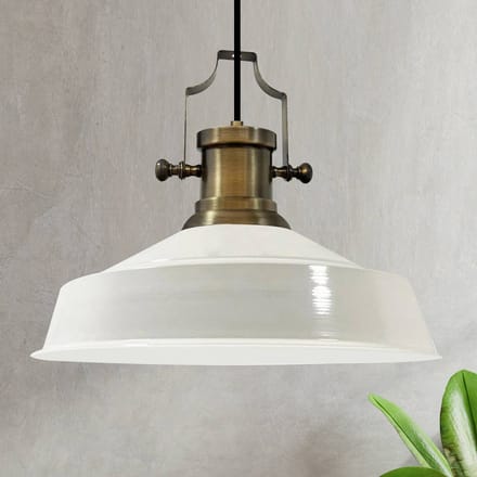 Bamyum Hangende Metalen Lamp Ø41 cm, E27, Vintage Lamp, Wit Binnenkant