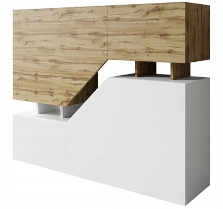 Lendo Double - Dressoir - Wit/Eiken - Minimalistisch - 120cm