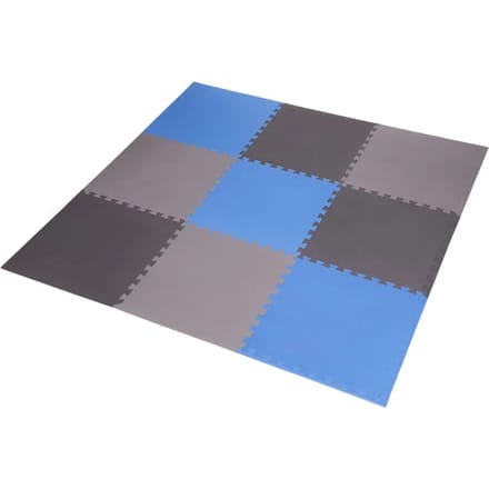 One Fitness Puzzelmat - Set van 9 - 10 mm - Blauw/Grijs