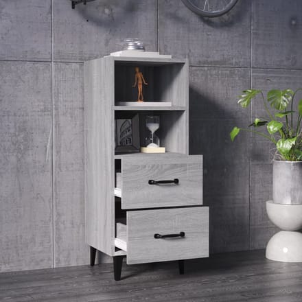 vidaXL - Dressoir - 34,5x34x90 - cm - bewerkt - hout - grijs - sonoma - eikenkleurig