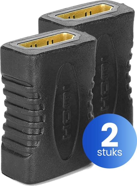Garpex® HDMI Koppelstuk Set van 2 – HDMI Female naar Female – HDMI Verlengstuk – 4K Ultra HD – HDMI 1.4 – Verguld – Zwart