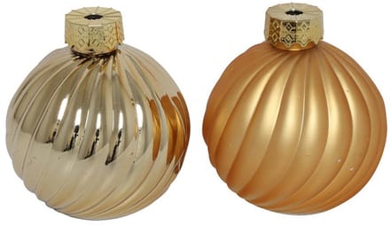 Countryfield Kerstbal ro Stripe a2 goud Ø10cm