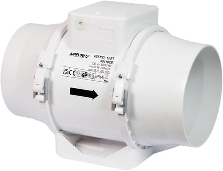 Inline Afvoerventilator - Badkamerventilator Ventilator - Ventilatie Verbeteren - Dubbele Snelheid - 125 mm Slangmaat - Wit