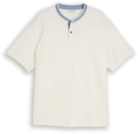 Tom Tailor - Plus Size - Poloshirt met opstaande kraag - Maat 4XL - Gardenia White