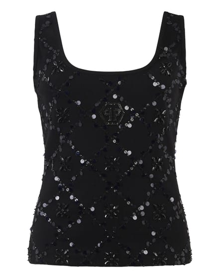Tank Top Rhomb Flower Strass