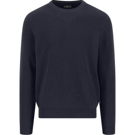 Fynch-Hatton Trui O-Neck Uni Color Texture Merino Cashmere Navy / male
