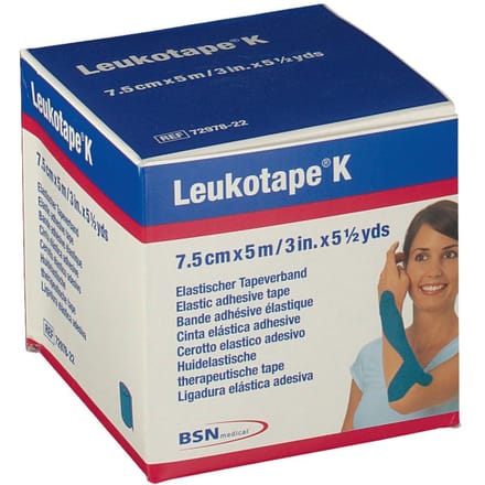 Leukotape K Kleefwindel Elast Blauw 7,5cmx5m 1