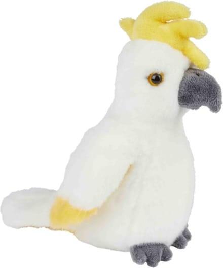 Ravensden Kaketoe vogel pluche knuffeldier - 18 cm - wit - Speelgoed knuffels tropische/vogels