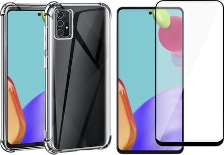 Hoesje geschikt voor Samsung Galaxy A52 - Shock Proof Case - Transparant - Met Full Screenprotector