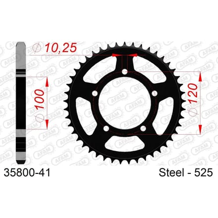 Stalen motortandwiel achteraan Afam 525 41 dents